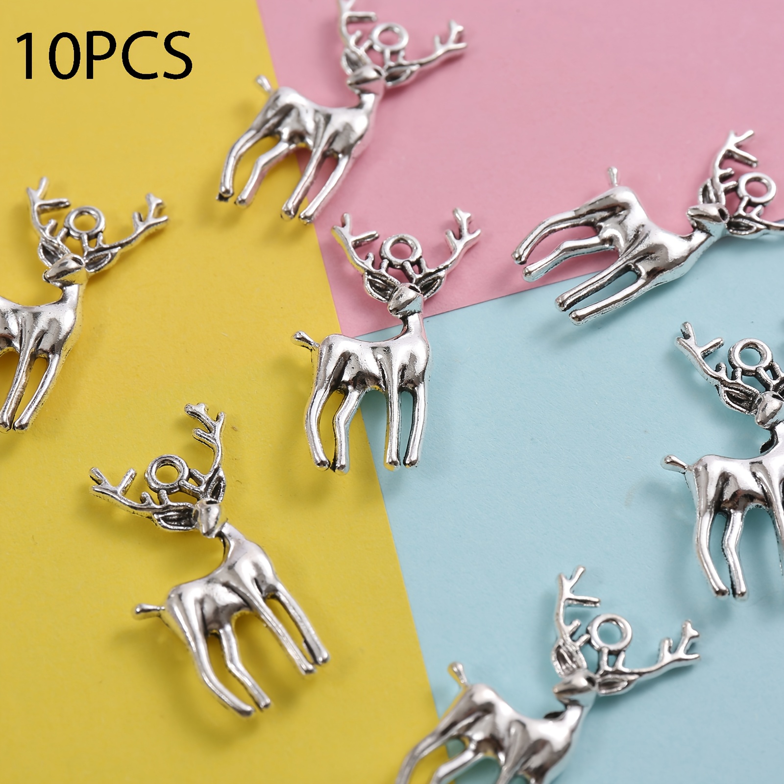 TEMU Set Of 10 Three-dimensional Deer-shaped Charms, Suitable For Diy Bracelets, Necklaces, Keychains, And Other Handmade . Features A Posture With