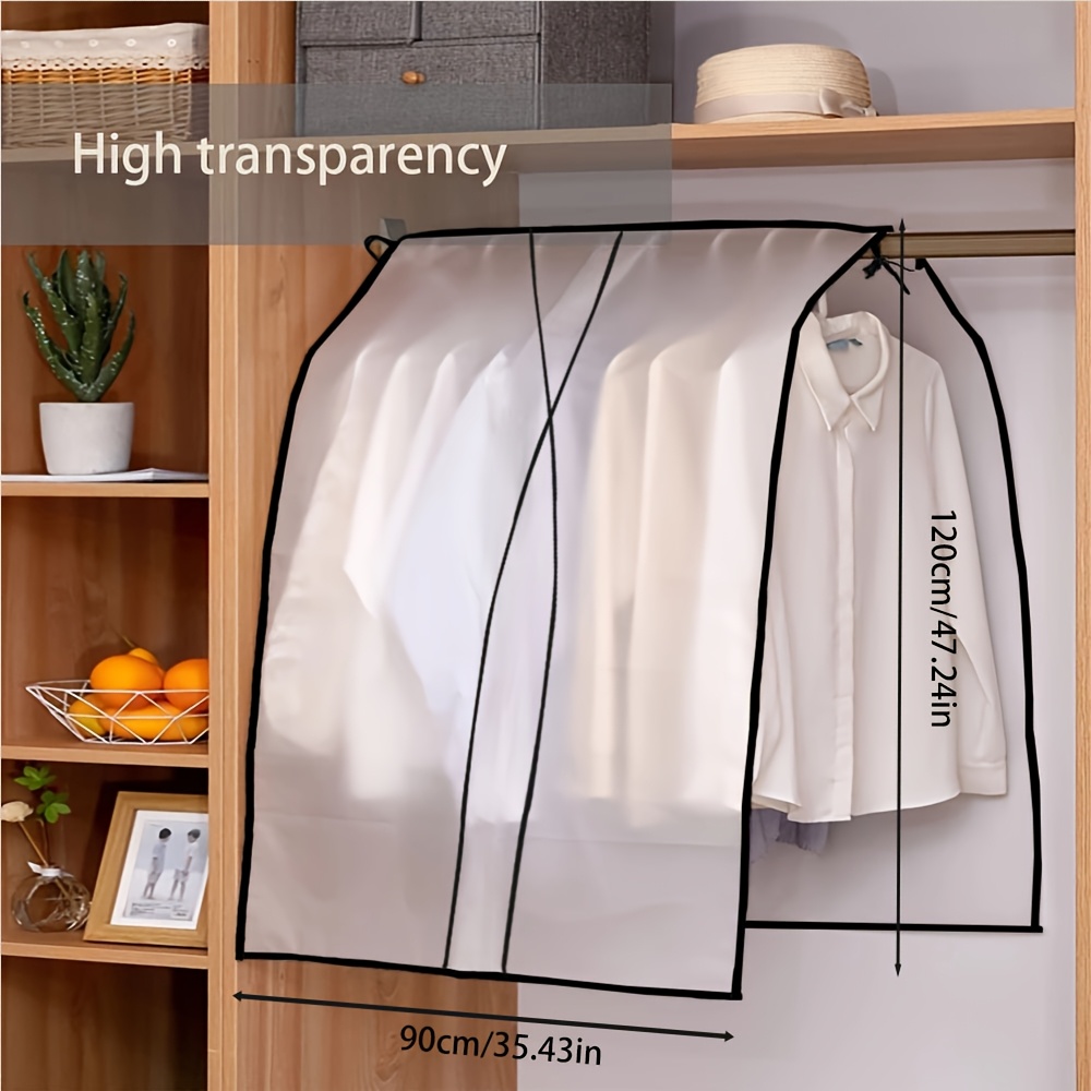 TEMU Housse de cintre bord noir, sac de rangement pour vêtements à suspendre, housse de support à épaules transparente pour vêtements, veste, sac de
