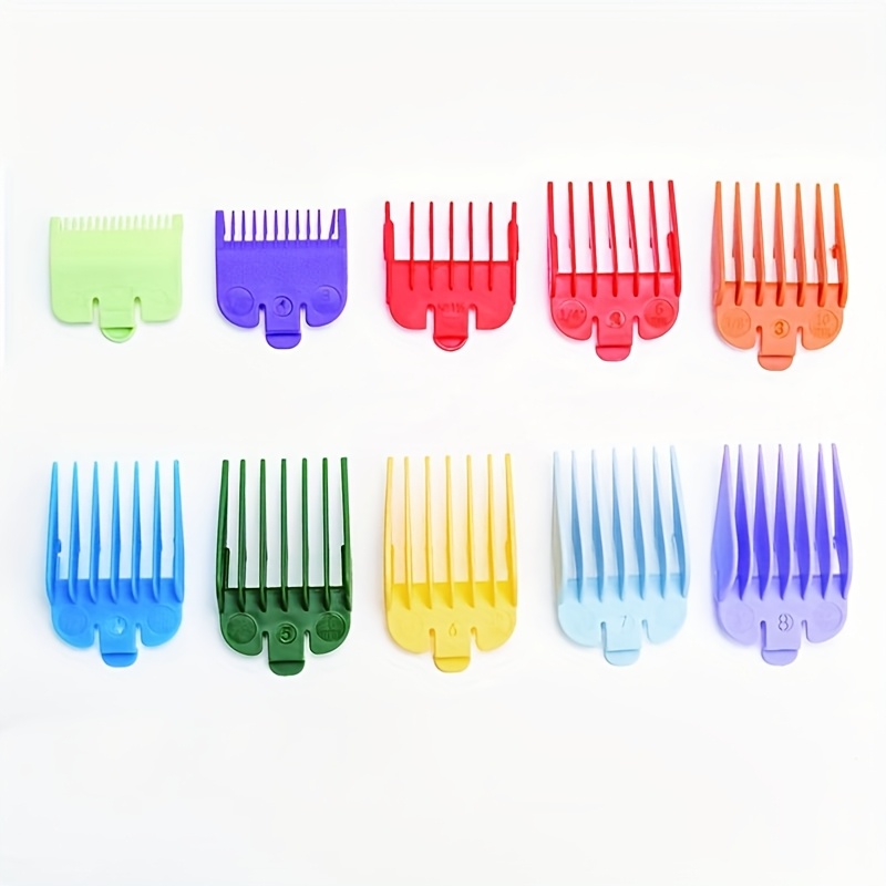 Image of 10pcs Hair Trimmer Additions Kit - Vibrant Colorful Comb Guides, Adjustable Limit Guards, Universal Compatibility, Adjustable Comb Guides - Complete Set For Professional Salon- At Home