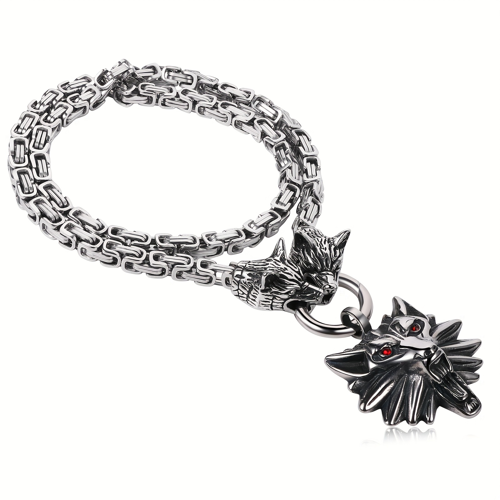 Men's Viking Necklace Featuring A Wolf Head Charm: Durable Stainless Steel Amulet - Viking Jewelry With Wolf