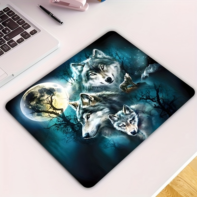 Wolf Pack Forest Moonlight Non-Slip Rubber Gaming Mouse Pad - Smooth Gliding Surface, Mystical Night Scene Design, Square Desk Mat for Office, Laptop & Desktop, Mouse Pads for Desk