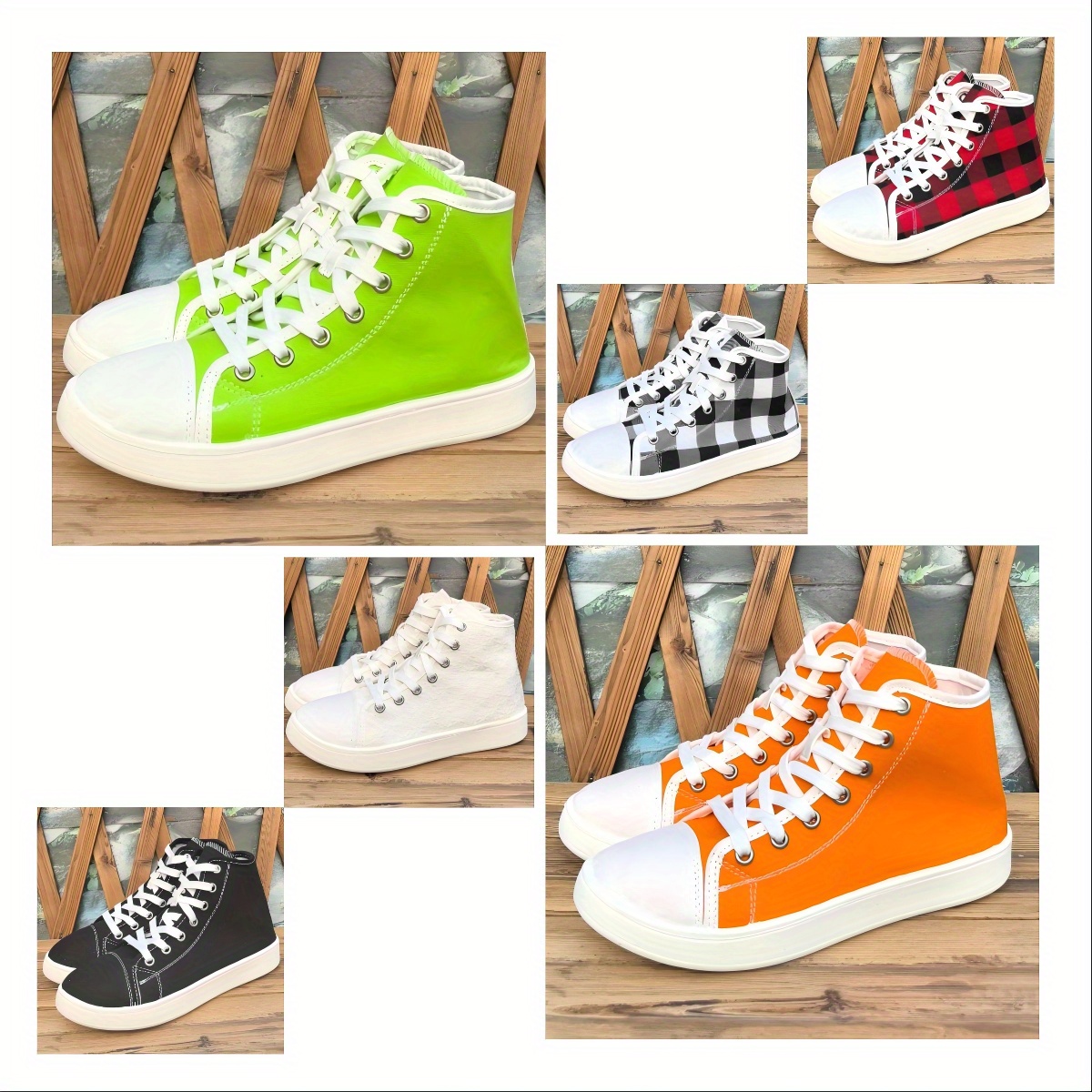 Sneakers, dames hoge skateschoenen met veters en 2D-print