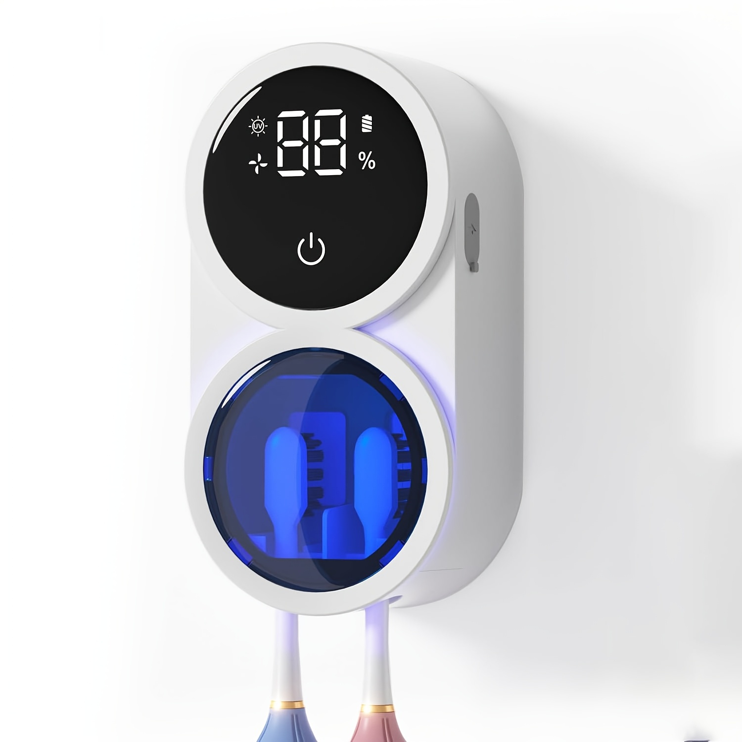 2 slot toothbrush sanitizer with led display 24h air dry usb powered wall mounted traceless removal compatible for   rotary manual dental brushes   hygienic storage usb powered for office bathroom Product details 1