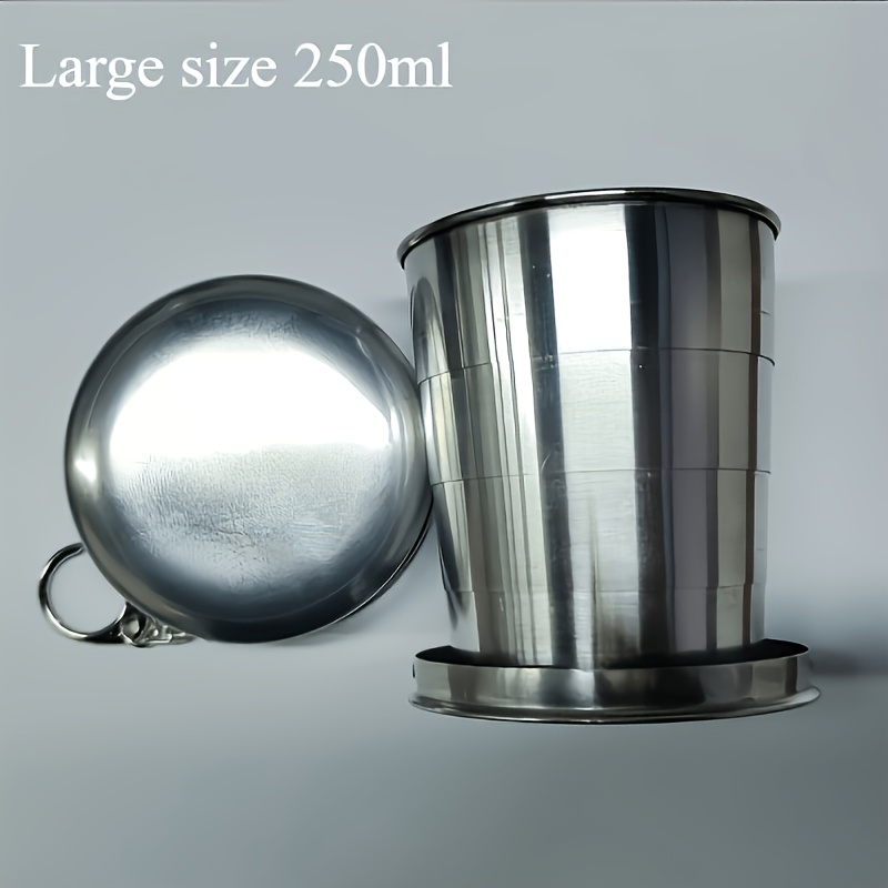 TEMU 1. Stainless Steel Durable Foldable Water Cup, Suitable For Folding Trips And Outdoor Hiking, Ideal For Drinking Water And Alcohol