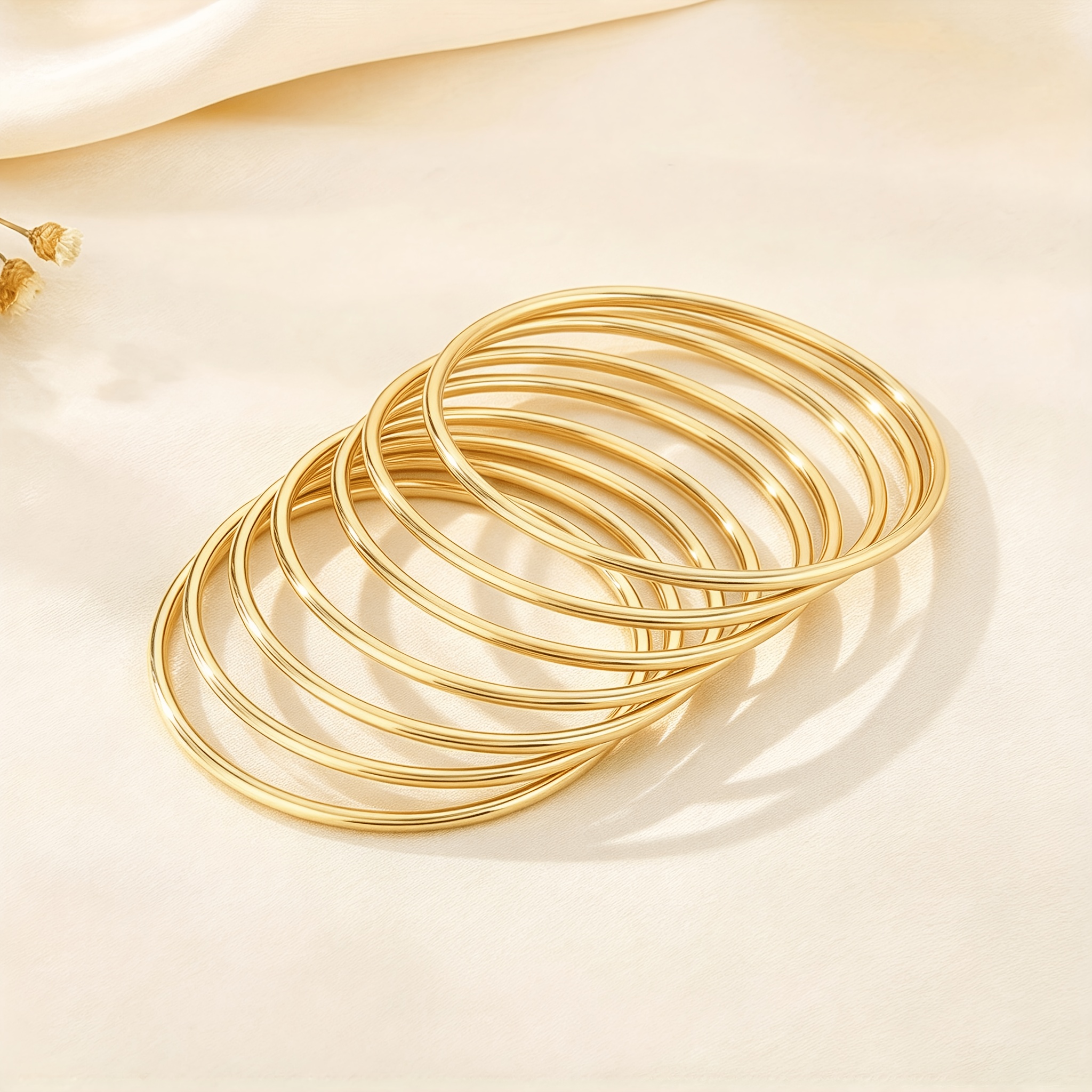 TEMU 7pcs Vintage Minimalist Style Glossy Women's Stackable Bracelet Set For Daily Wear