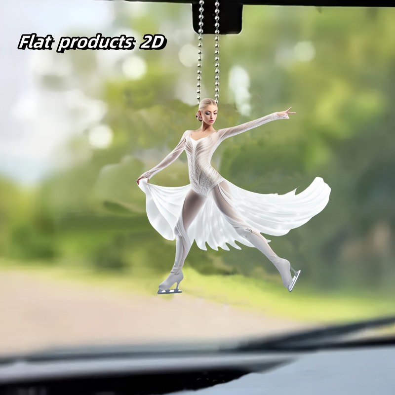 

In Ice Skates 2d Acrylic Hanging Ornament For Car, Keychain, Indoor Decor, Christmas Tree Decoration, Decor, Belt Decor