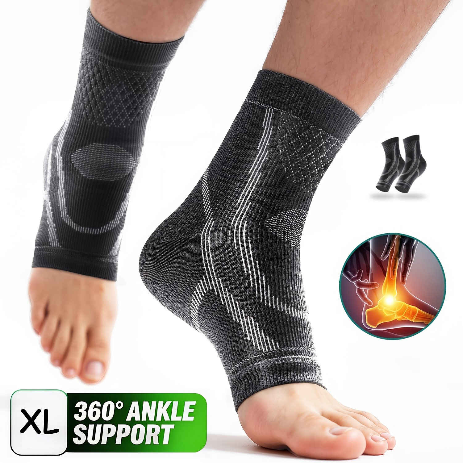 TEMU Manchon de compression cheville pour hommes et femmes, chevillère à bout ouvert avec soutien de la voûte plantaire, manchons de compression