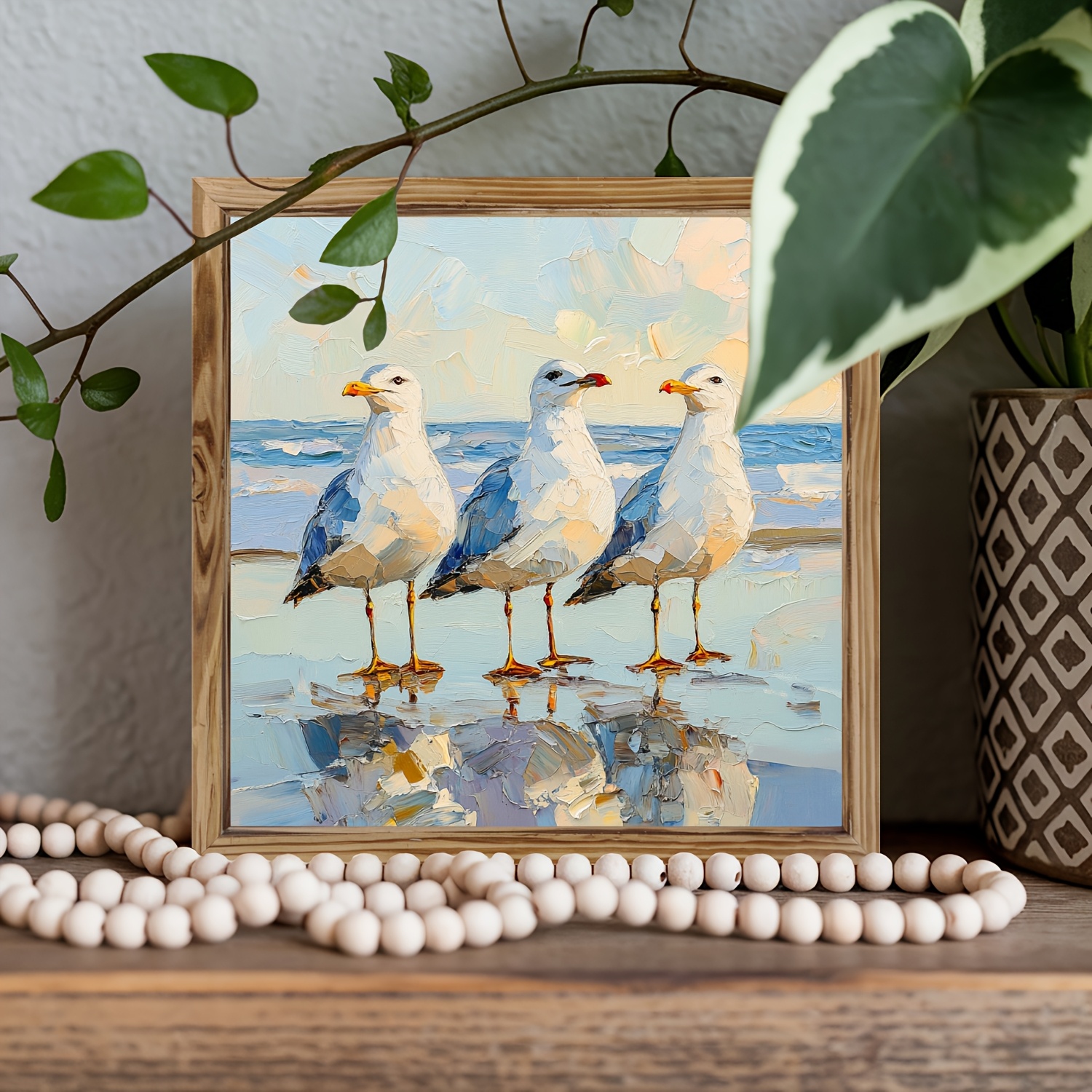 TEMU 1 pièce, Enseigne Vintage en Bois avec Mouettes, Décoration Murale pour Bureau, pour et , 8x8 Pouces