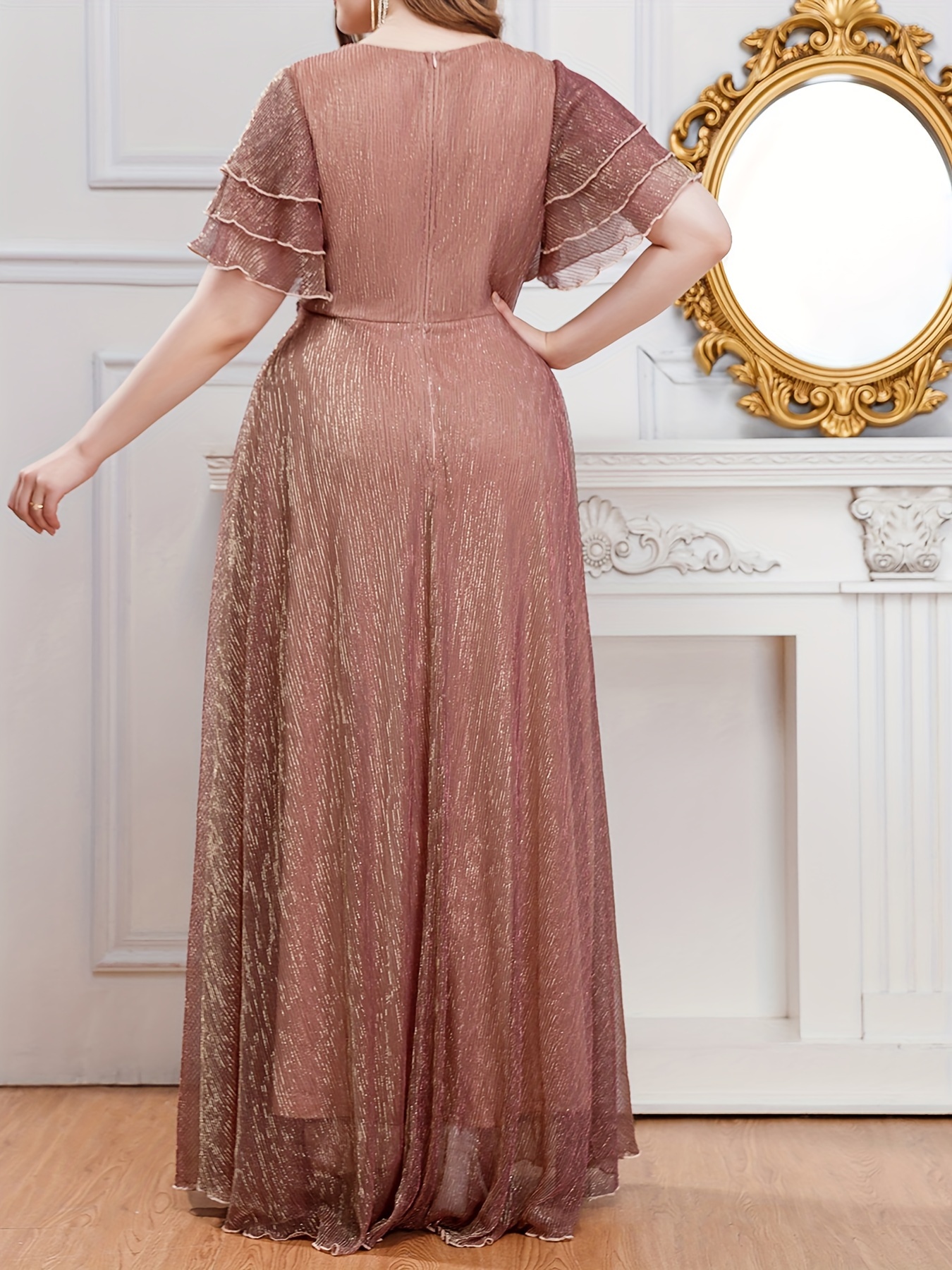green emerald velvet dress Surplice Neck Belted Split Thigh Gold Maxi Dress FT2858