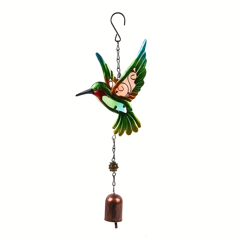 TEMU Hummingbird Painted Iron Wind Chimes, Handcrafted Glass Dragonfly Crafts, Outdoor Wind Chimes, Garden Courtyard Decorative Memorial Wind Chimes,