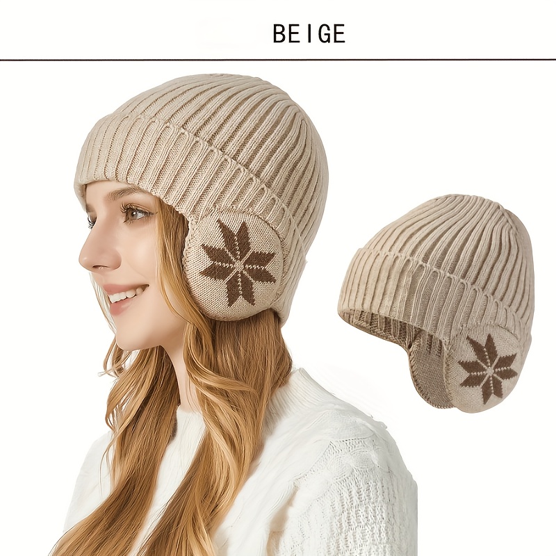 1pc Women's Fleece-Lined Winter Beanie Hat with Fleece Ears - Warm & Cozy Cap, Multi-Color Options (Black/White, Brown, Grey, Navy, Dark Blue, Light Brown, Dark Grey, Black) | Hand Washable, Breathable & Durable Outdoor Sports Cap for Skiing, Snowboarding, Cold Weather | Stylish Winter Headwear (No Battery/Elastic-Free Fit) - Multi-Color Options Available, Printed Brimless Winter Hat, And Creative Autumn And Winter Hats, Winter Accessories for Women, Hat  for Women Winter,