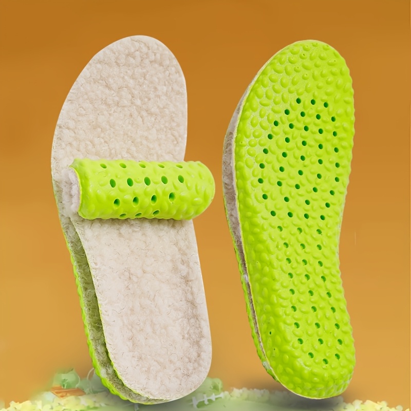 Image of Cozy Fleece-lined ' Insoles For Winter - Thick, Warm & Breathable, Sweat-absorbent, Non-slip Shoe Inserts For , Sizes 21-41, Perfect For Running & Sports, Hand-washable Pu Material