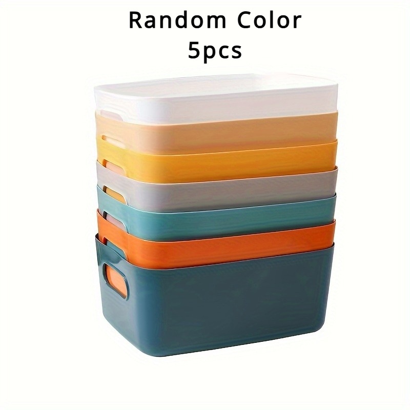 random colors 5pcs set storage baskets stackable storage baskets with handles suitable for kitchen bathroom bedroom organization ideal for   and students versatile   organize clutter   style storage bins
