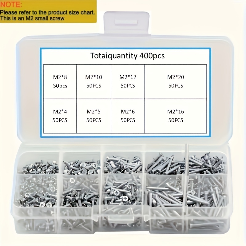 400pcs Self Wood Screws Set, M2 Phillips Sheet Metal Screw, Self Screws Assortment Nuts Screw Fastener Sets