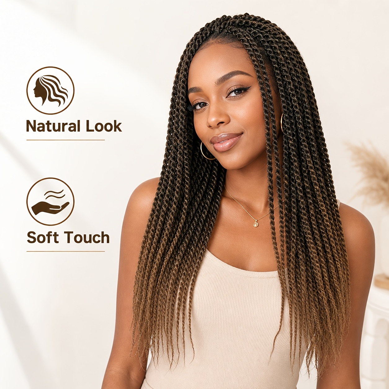 Ombre 2-Strand Twist Crochet Braids, Extensões de Cabelo Crochet Sintético Espiral Twist 4