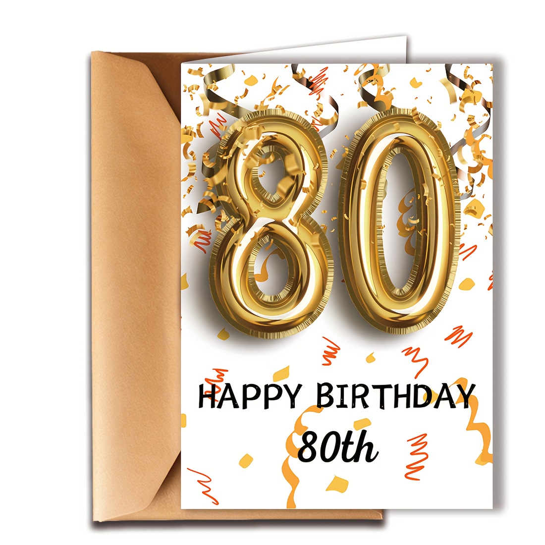 

1pc Creative 80th Birthday Card With Envelope, Happy Birthday Greeting Cards, 80th Birthday Decorations