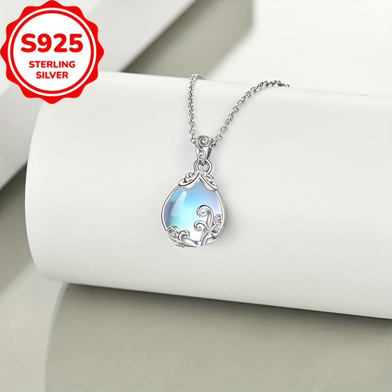 

1 Teardrop Pendant Necklace S925 Silver Women's Necklace Suitable For And As A Women's Jewelry Gift Low Allergy Silver Weight 4.5g