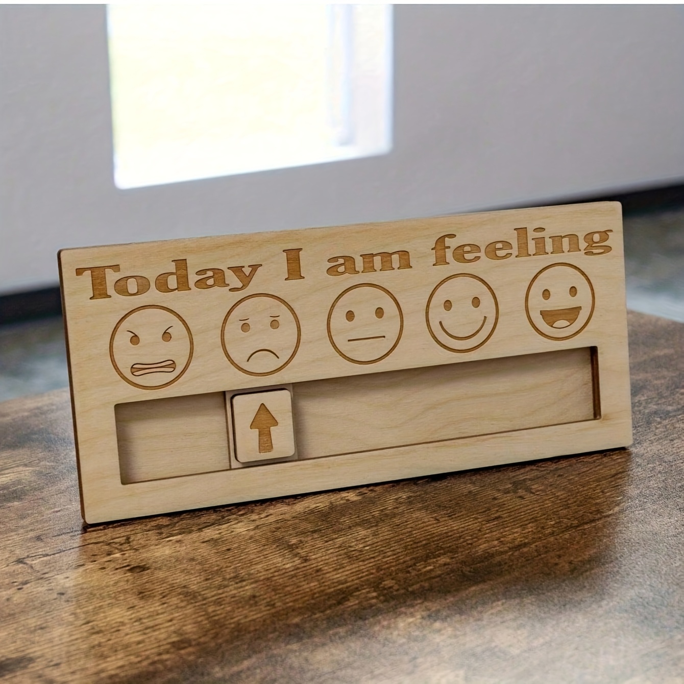 1pc Wooden Mood Sign With , English Text " Today" - Creative Wooden Desktop Accessory For Daily Mood Display, Gift