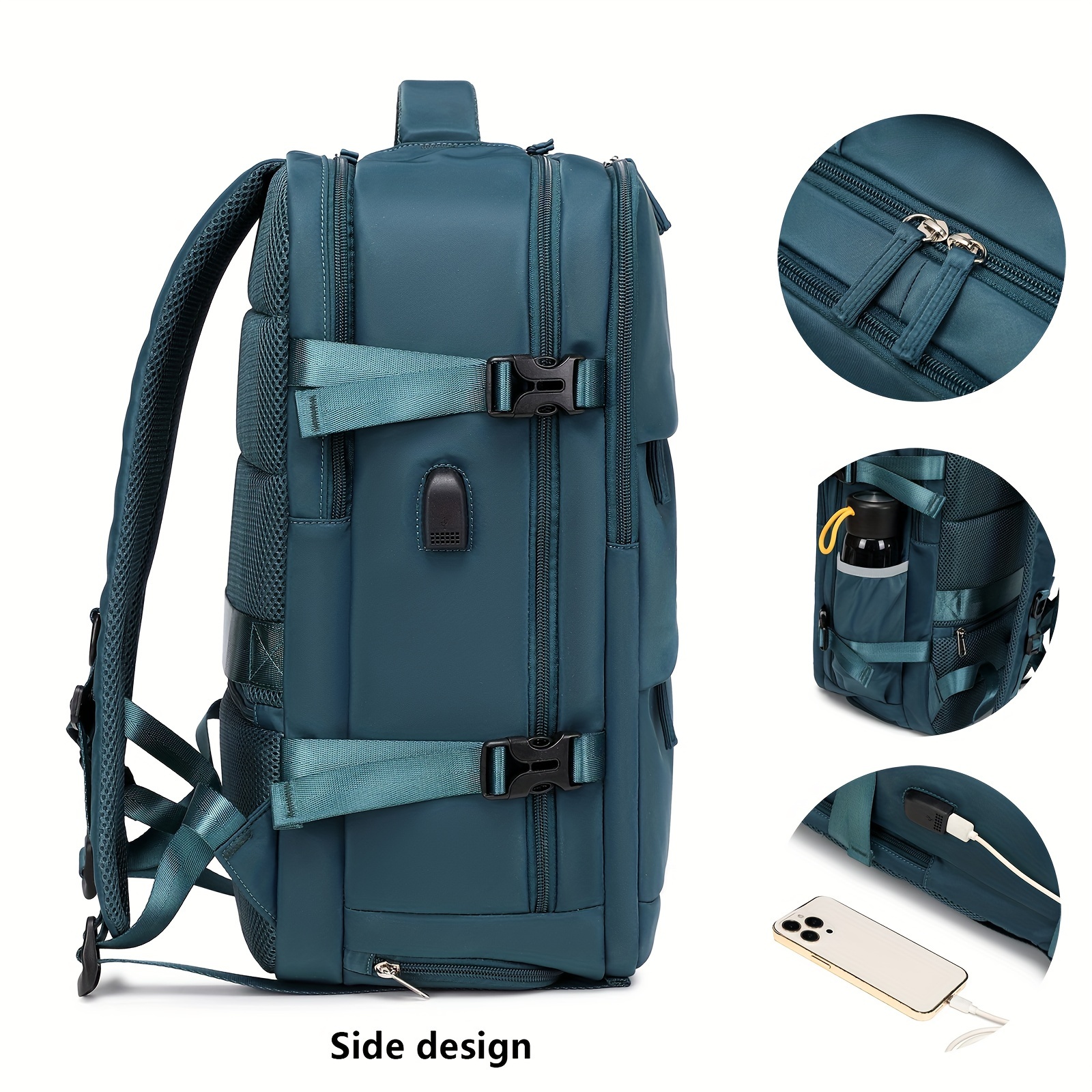 1pc large capacity travel backpack with shoe compartment for men women durable dacron lightweight laptop backpack with charging port adjustable straps multiple compartments for hiking commuting outdoor sports   backpack for travel
