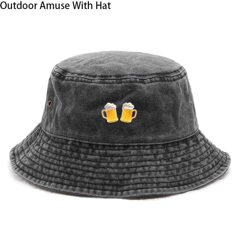 E-shop Fischerhut mit Bierkrug-Aufdruck – Geeignet für Partys, Outdoor & , handwaschbare Winter-/Sommermütze für Herren &, Lehrergeschenke, Abschluss,