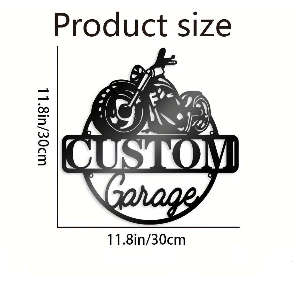 TEMU Custom Name Motorcycle Garage Metal Sign, Personalized Metal Wall Art For Garage Decoration, Perfect Housewarming Gift Or Father's Day Present