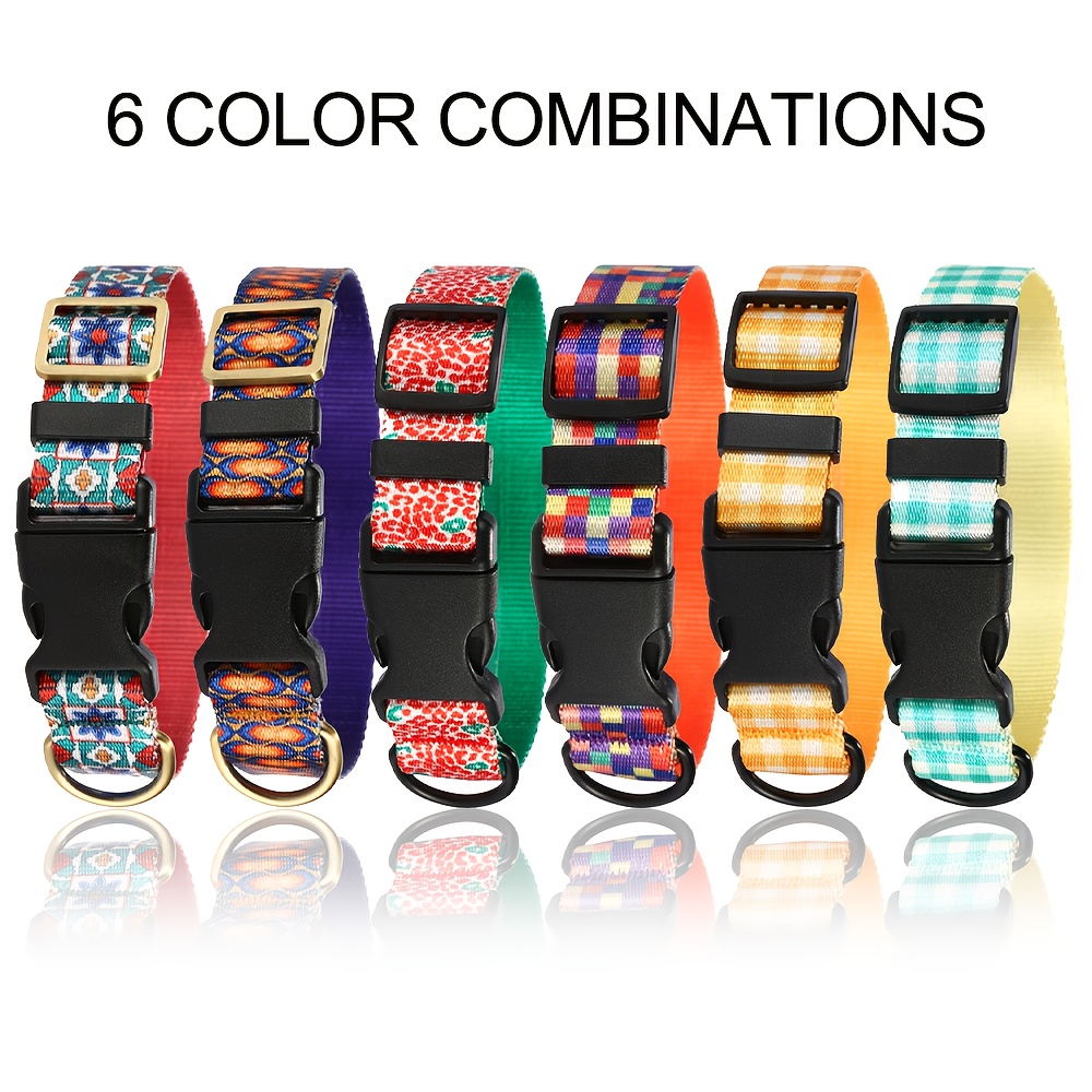 6 Colors/5 Sizes Pet Dog Collar and Leash Set, Customizable