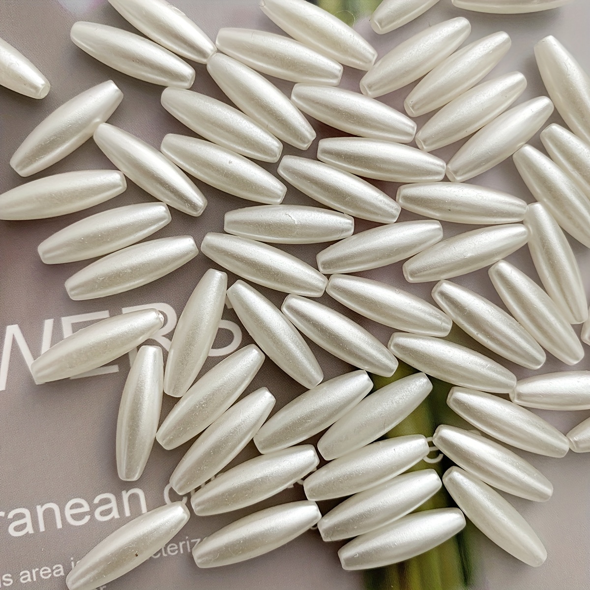 TEMU 30pcs Of Off-white Long String Beads For Handmade Additions, Bracelets, Necklaces, And Clothing Bead Materials With Straight Holes