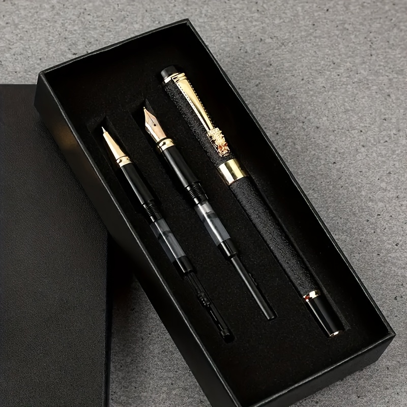 

3pcs Metal Fountain Pens With Iridium (0.38mm/0.5mm/1.0mm) - Ideal For Writing & Drawing, Gift