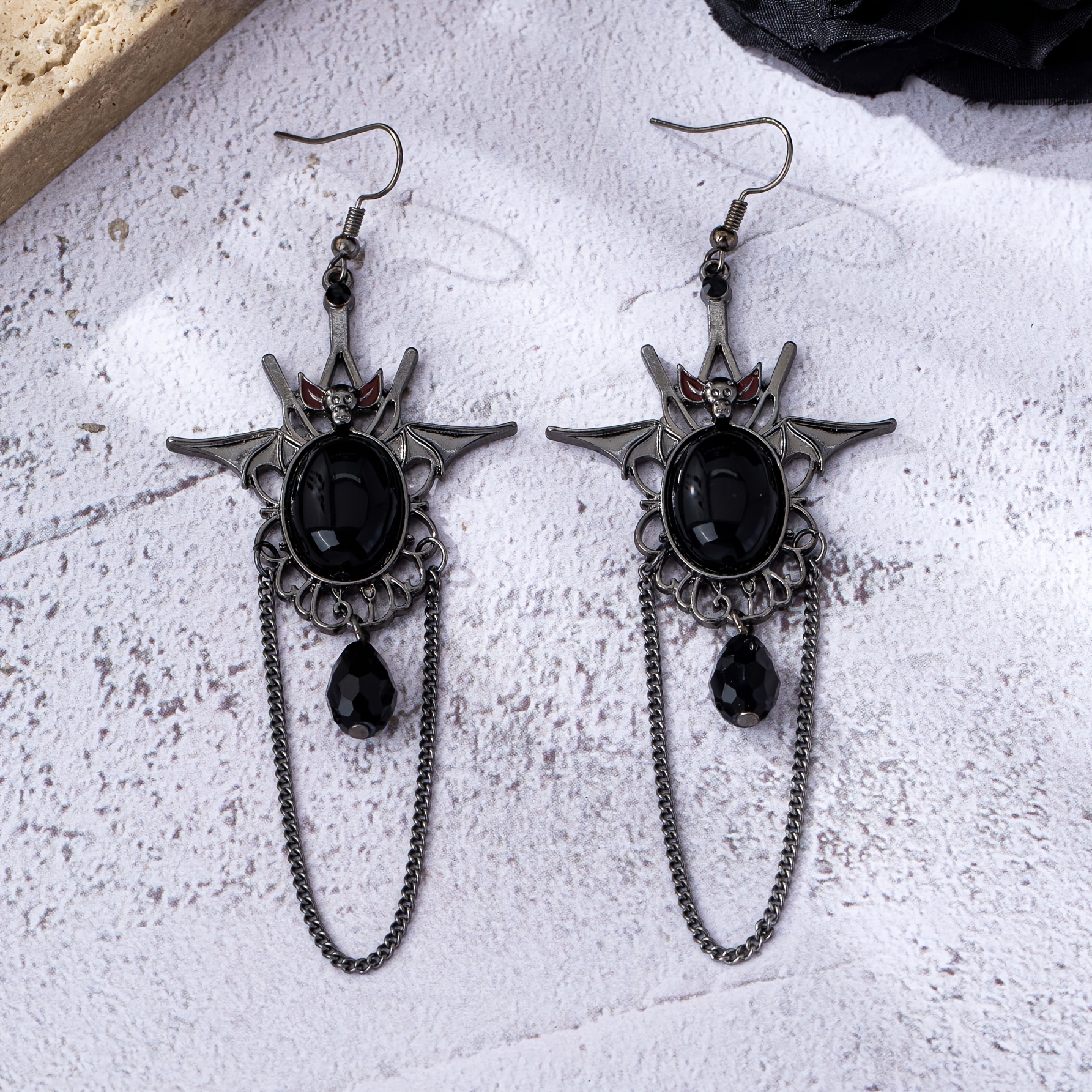 TEMU 2pcs Boucles d'oreilles Chauve-souris et Tendance de Style Gothique, Boucles d'oreilles Uniques et pour Femme, Adaptées pour les Fêtes, les