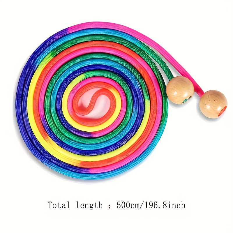 TEMU 1pc Colourful Jump Rope Wooden Adjustable Ball Rope Handle Sports Fitness Sporting Goods