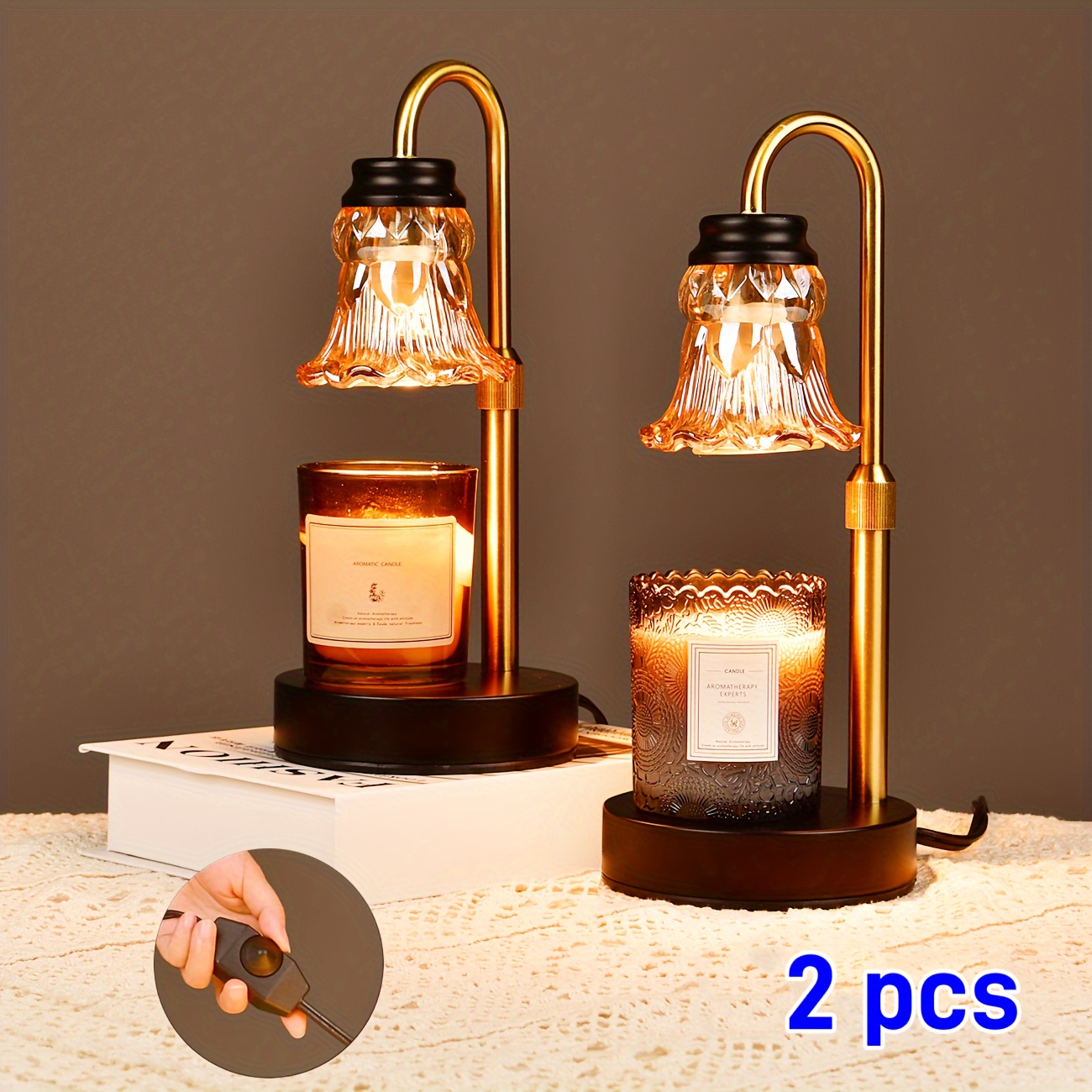 

Jackyled 2packs Candle Warmer Lamp With Dimmer Height Adjustable Candle Lamp Warmer With Heating Bulbs For Scented Candles, Candle Jars, Wax Warmer Heat Lamp For Home Decor, Housewarming Gif