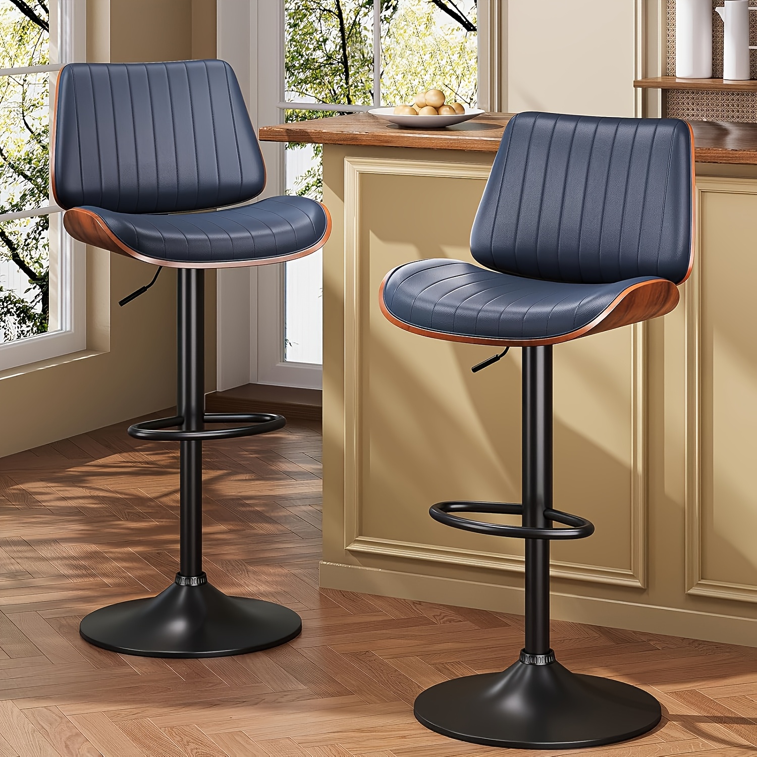 bar stools set of 1 2 armless adjustable swivel barstools pu leather kitchen counter height barstools kitchen counter height barstools with back support for dining room kitchen and living room Product details 16