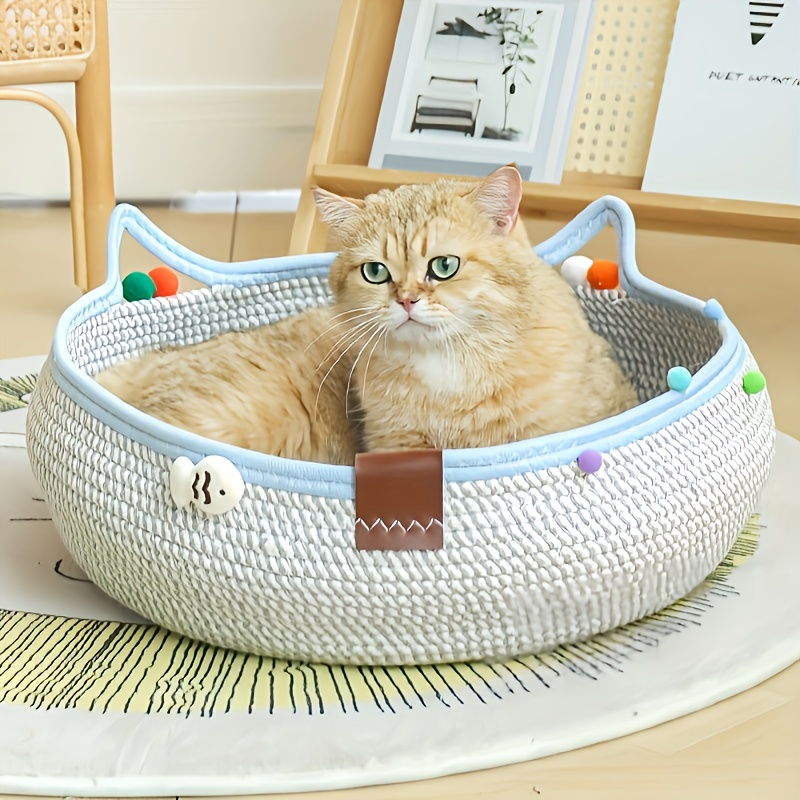 2 in 1 cat scratching board and bed combo with   colored ball accessories durable and reusable mat space saving design suitable for cats and small dogs   households cat scratching   furniture for pets   Product details 0