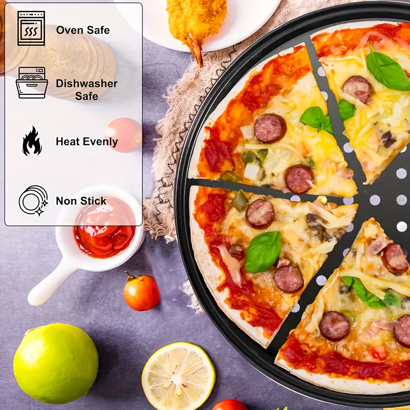 1pc 2pcs high quality non stick pan   ventilated   results oven safe 12 inch metal baking pan suitable for home and restaurant kitchens premium perforated pizza pan   easy to   perfect baking   details 12