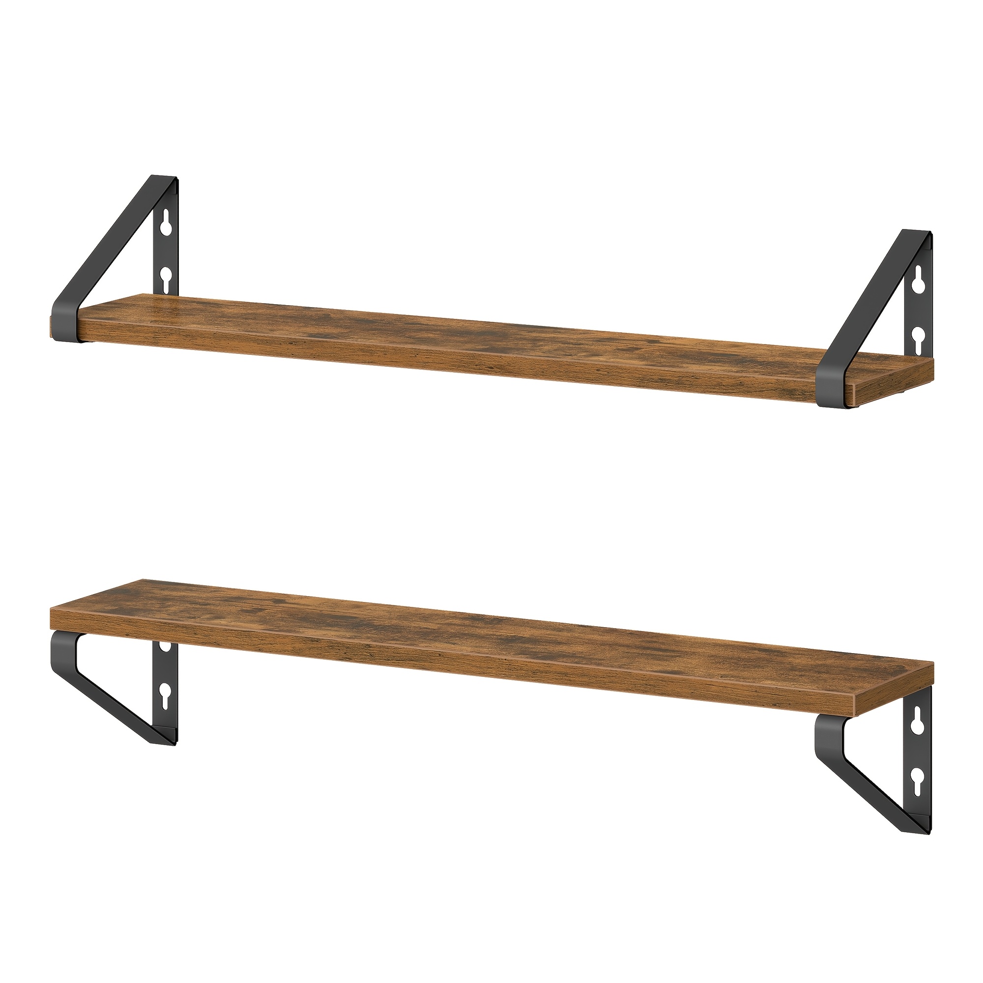 Image of Wall Shelf, Modern Floating Shelf Set Of 2, Stable Shelf With 2 Different Mounting Options, Length 60cm, For Living Room, Kitchen, Study, And Bathroom, Design In -matte Black