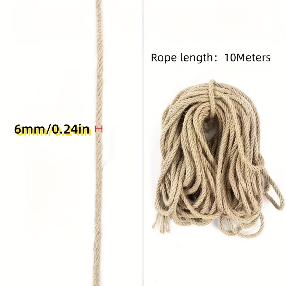 TEMU 32.8ft Natural Linen Cat Scratching Post Rope - Versatile Twine For Diy Crafts, Gardening, Binding & Home Decor