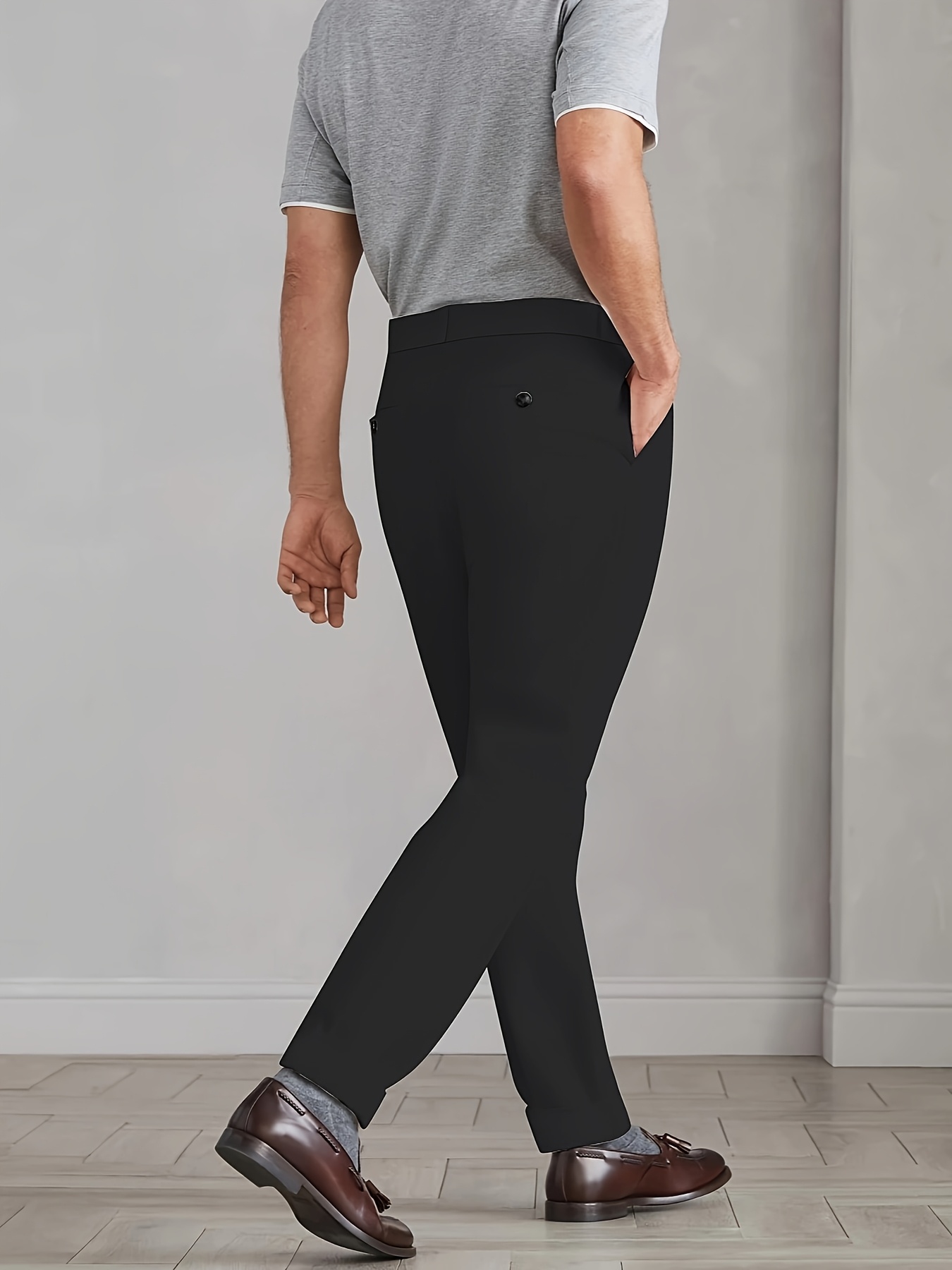 fit elegant suit pants mens casual retro style - Temu France