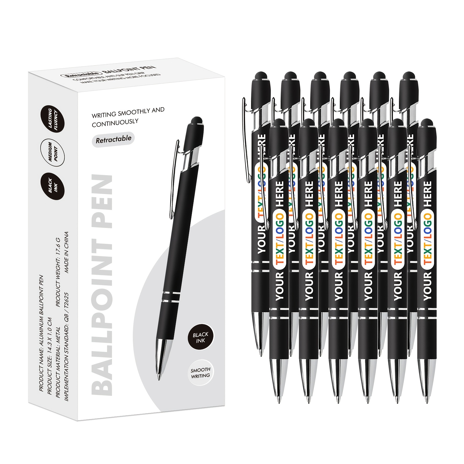 12-pack In Box Uv/laser Engravable Ballpoint Pen! Custom Logo/name - Office Student Signing Pen, Business Event Gift Pen