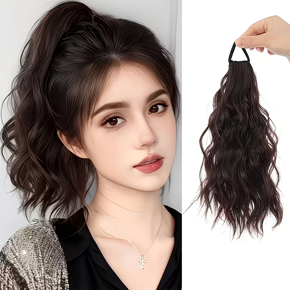 TEMU Extended Wavy Ponytail Hair Accessory - A Convenient Clip-in Curly Hair Extension Designed Specifically For Women, Offering Look For Instant