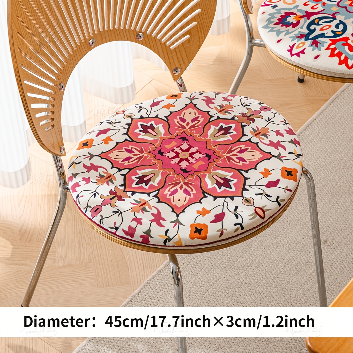 TEMU Cojín de asiento de 1 pieza, estilo bohemio, relleno de poliéster, para múltiples , cojín para silla, cojín de suelo, cojín de exterior (