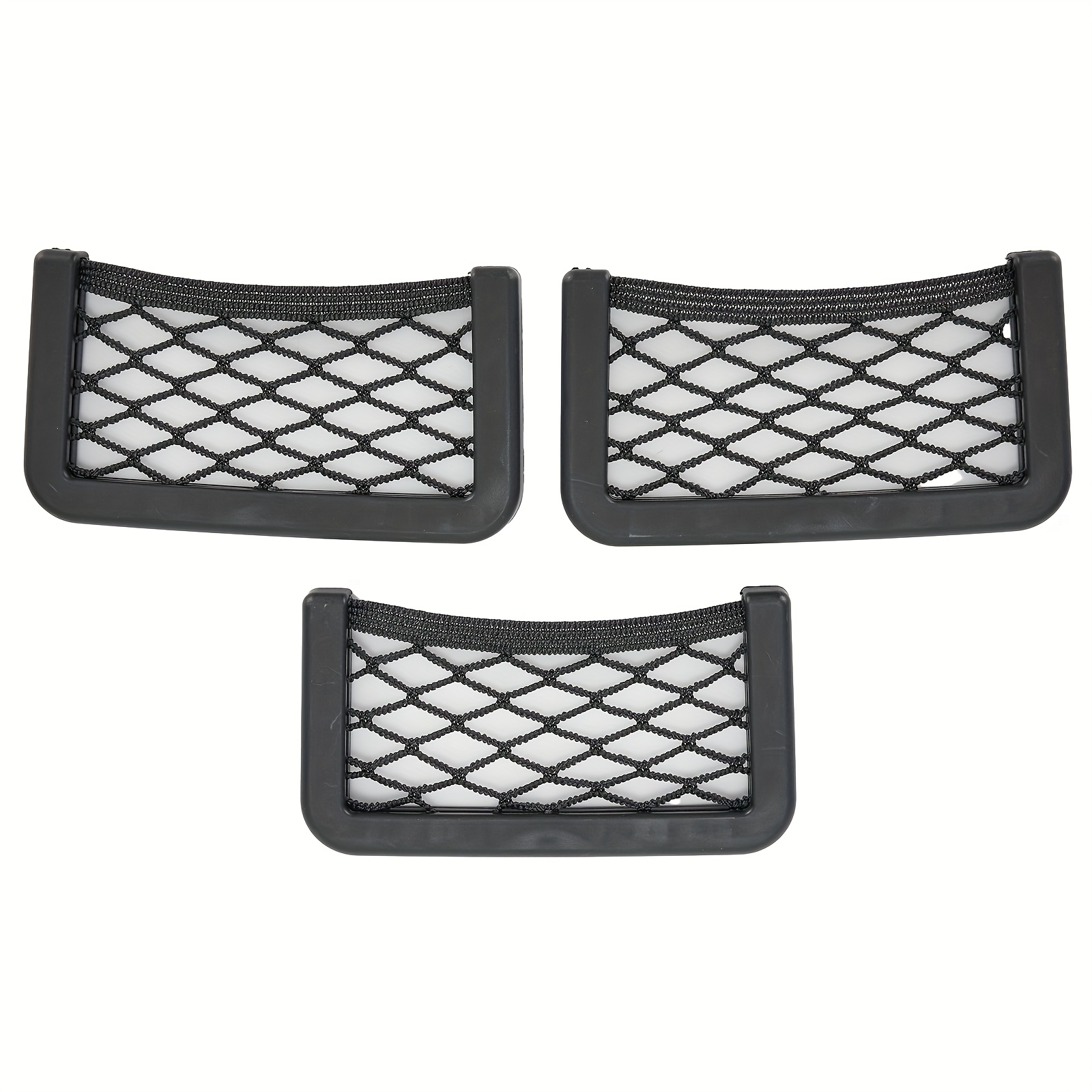 Image of 3pcs Urtue Car Seat Side Storage Net Pockets, Pc Material, , Secure Holder For Phone And Accessories