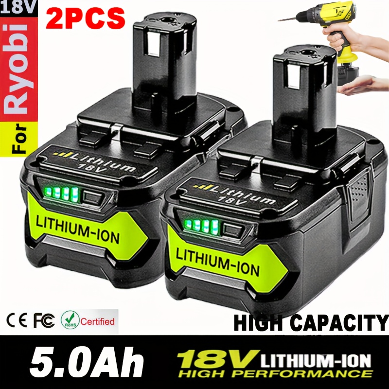 item picture 2 ryobi 18v battery 5 0ah lithium ion rechargeable cells suitable for ryobi p108 battery models p108     p104 p105 p107 p109 p122 cordless tools quick charging batteries with indicator
