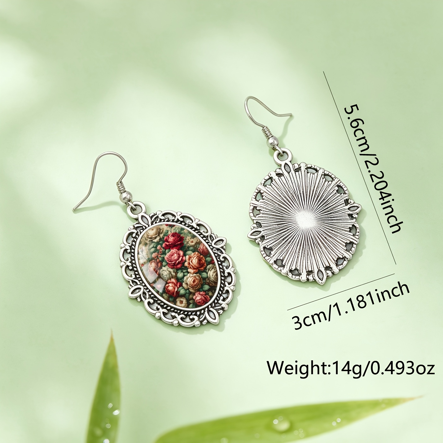 Women's Artistic Oil Painting Rose Cluster Pattern Earrings