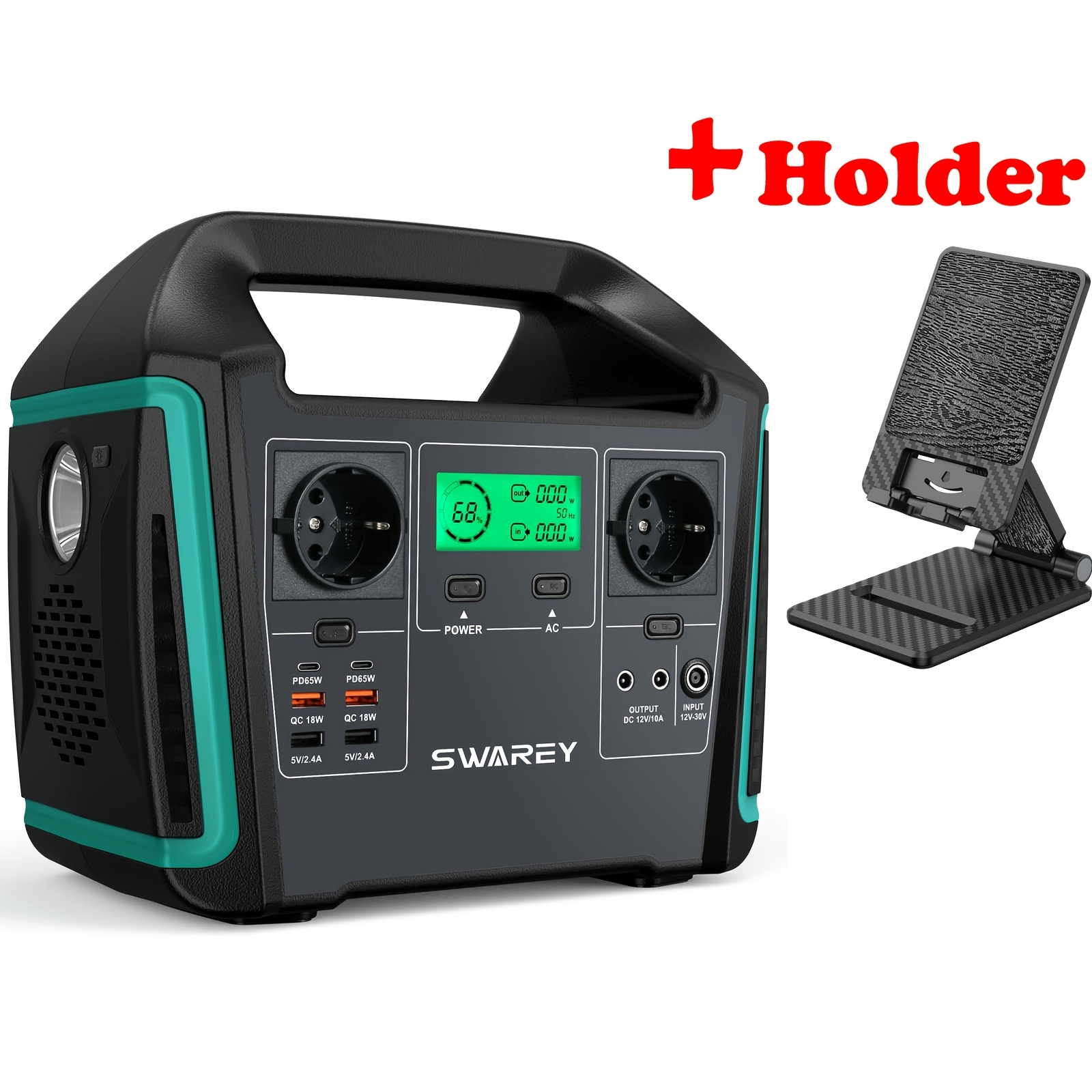 Image of Swarey Portable Power Station 1000w, 725.76wh Solar Generator Battery Backup 2 W Ac Output, 2 W Usb-, Power Generator Battery For Camping, Travel, Fishing, Motorhome And Smartphone Tablet