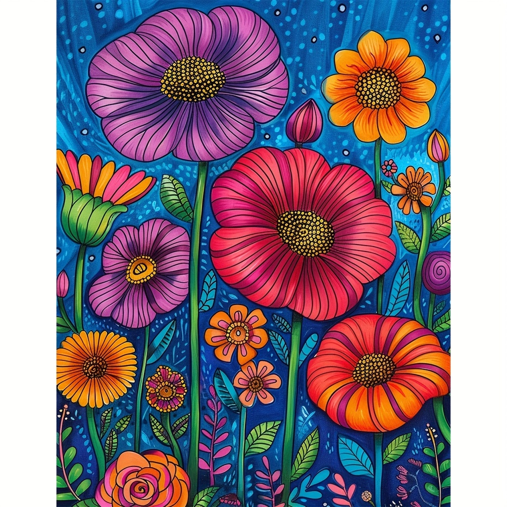 

1pc Large Size 40x50cm/15.7x19.7in Without Frame Diy 5d Artificial Diamond Art Painting Colorful Flowers, Full Rhinestone Painting, Diamond Art Embroidery Kits, Handmade Home Room Office Decor