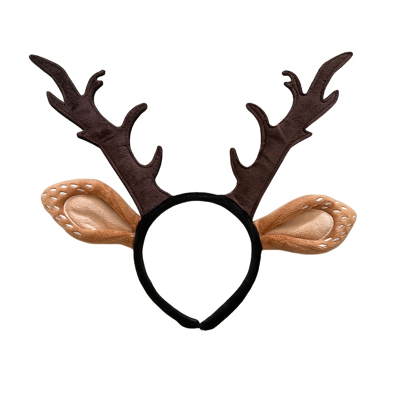 TEMU Fabric Reindeer Antler Headband, Soft Stitched Deer Ears Hair Hoop, Christmas Holiday Party Cosplay Costume Hair Accessories For Adults