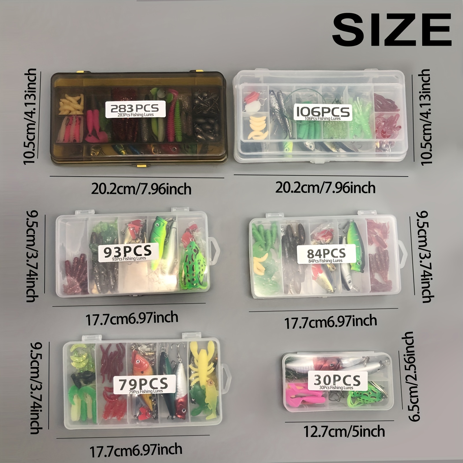   shaped lead weights 30 79 84 93 106 283pcs of fishing lures for topwater fishing tackle kit for     including a lure kit box with minnow poppers spoon lures soft plastic worms bait rigs and jig heads Product details 12