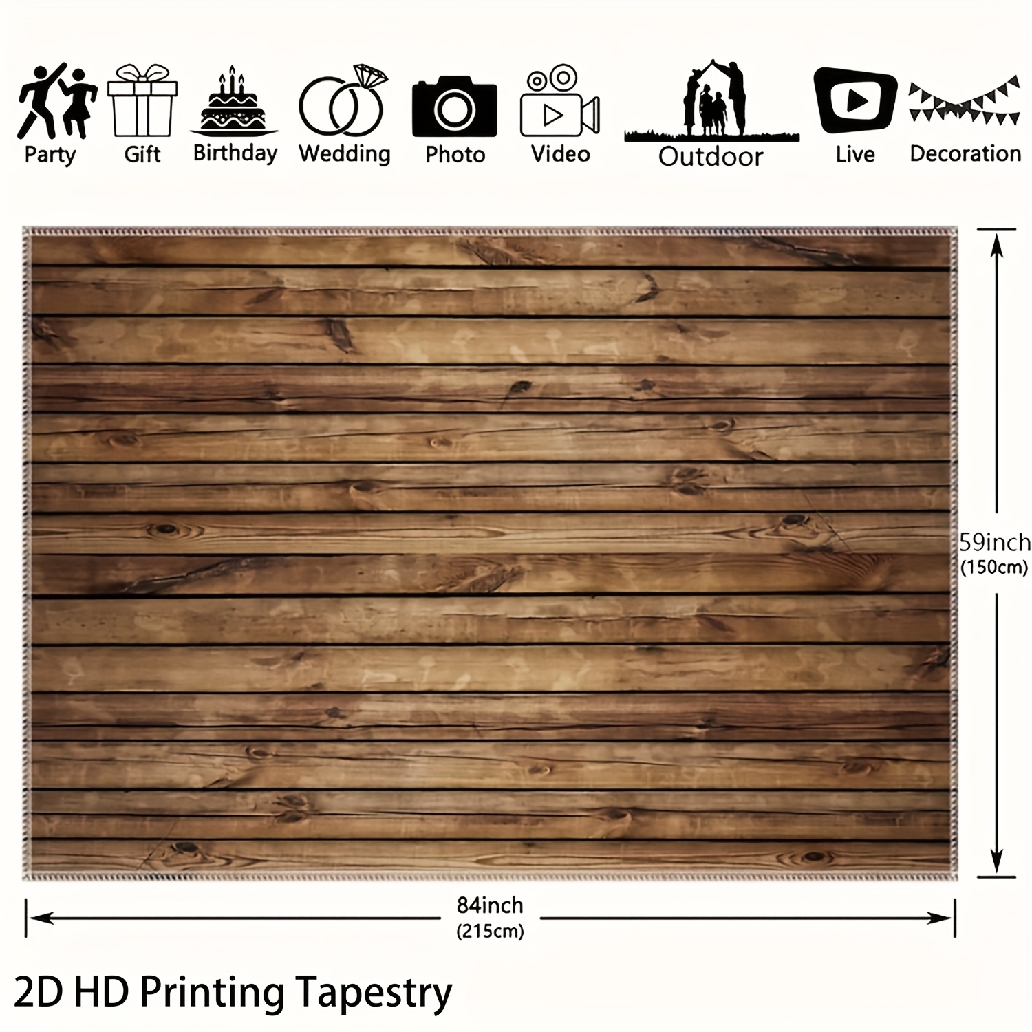 Vintage Landscape Photo Tapestry 2d Log Plank Texture Polyester_voghion.com