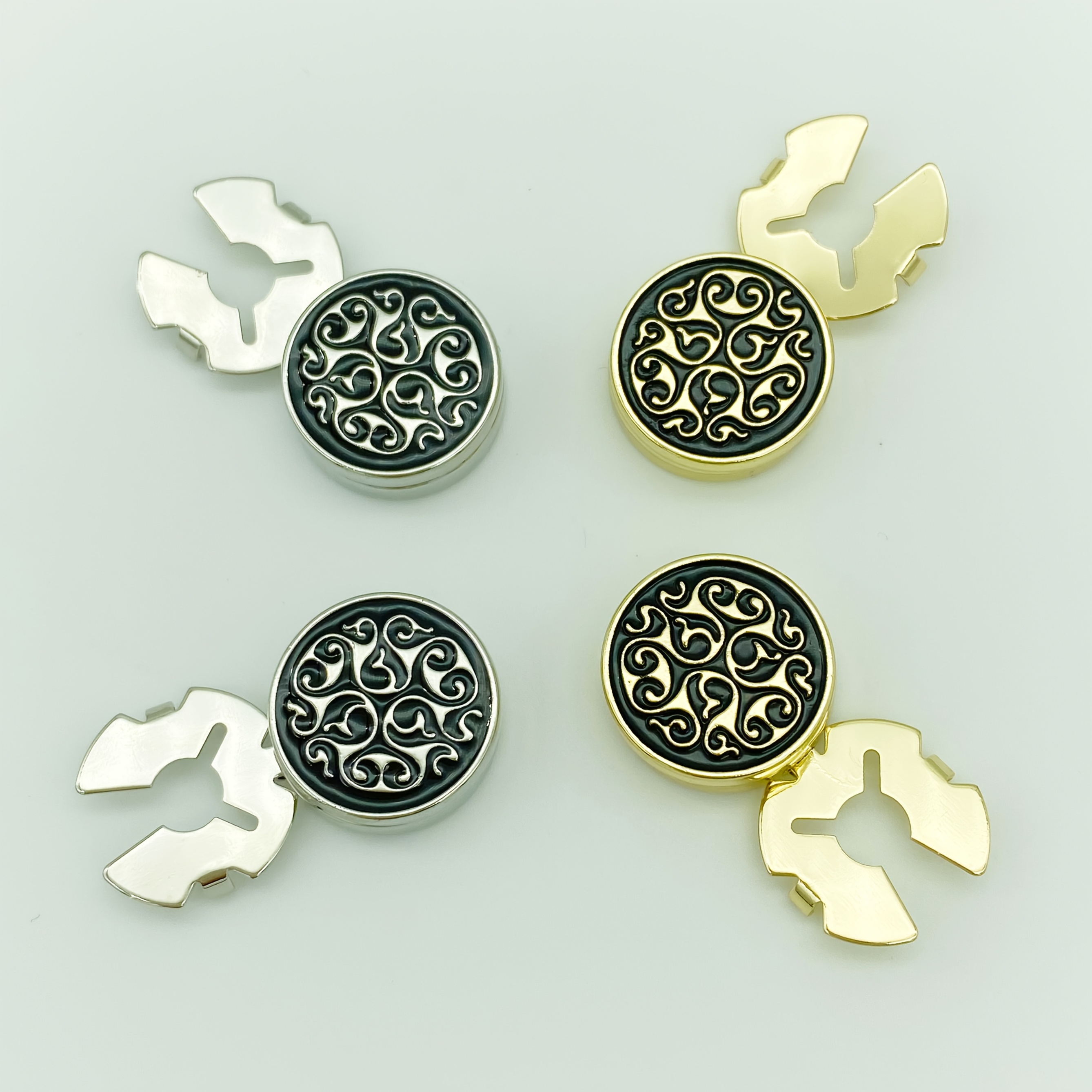 2pcs Minimalist Pattern Button Covers Hidden Buttons Shirt Decorative