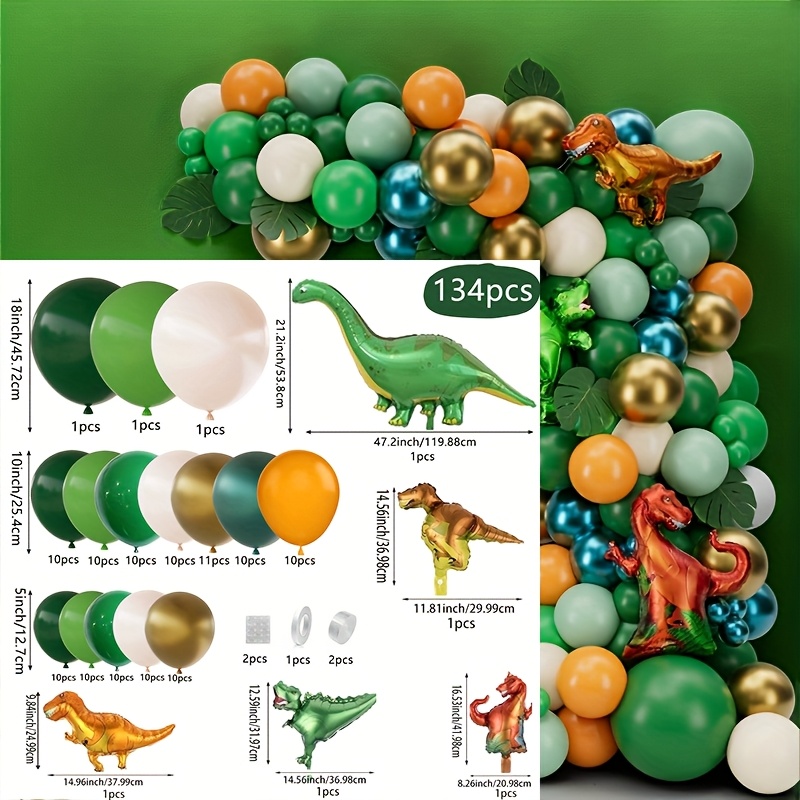 15 Dinosaurier-Latexballons – 30,5 Cm, Grün, Orange, Blaugrün, Für Helium Oder Luft